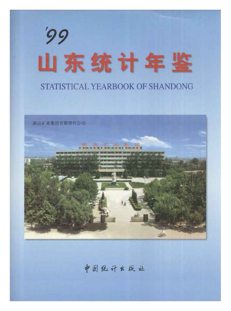 1999年山东统计年鉴封面