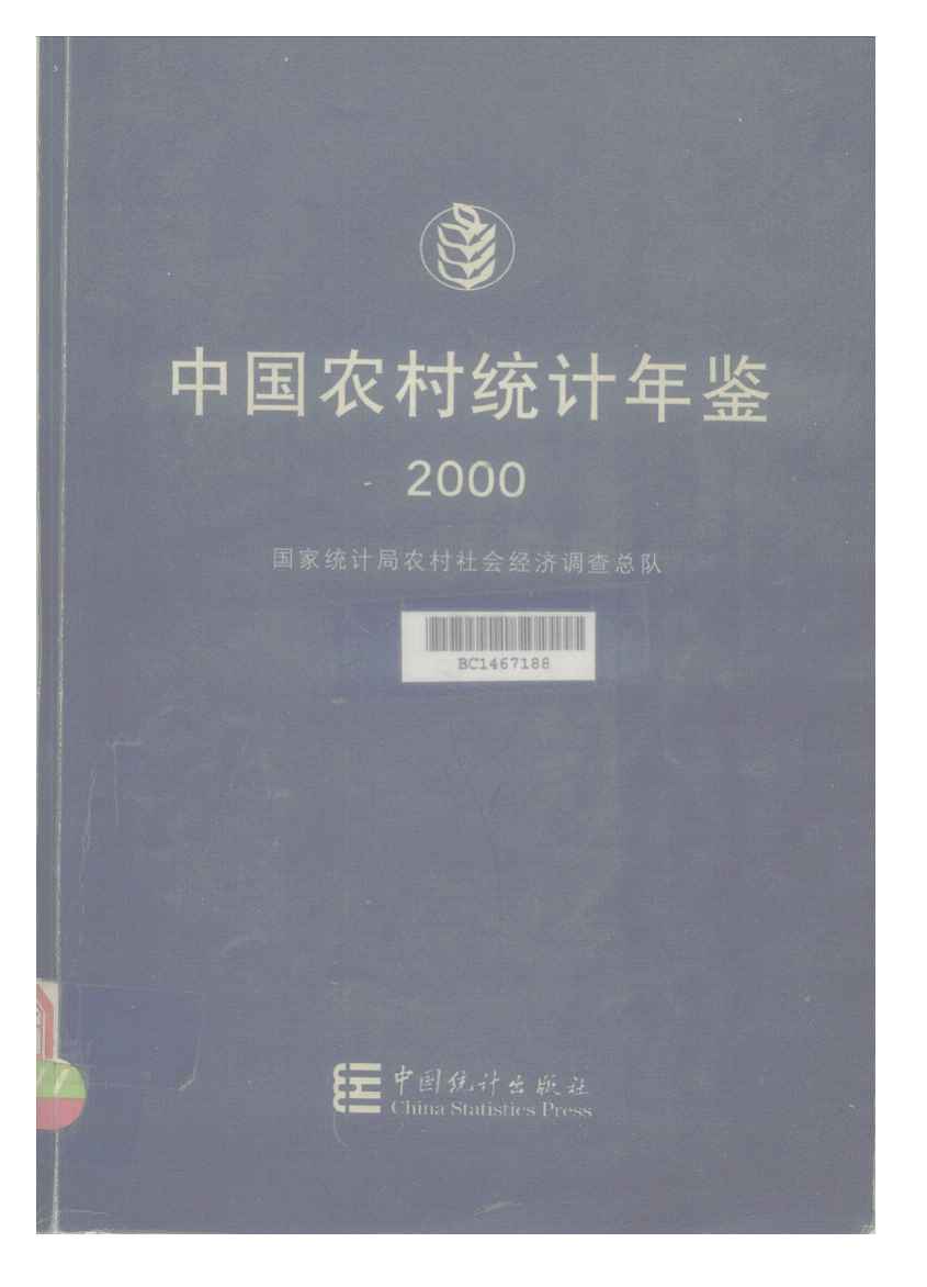 2000年中国农村统计年鉴封面