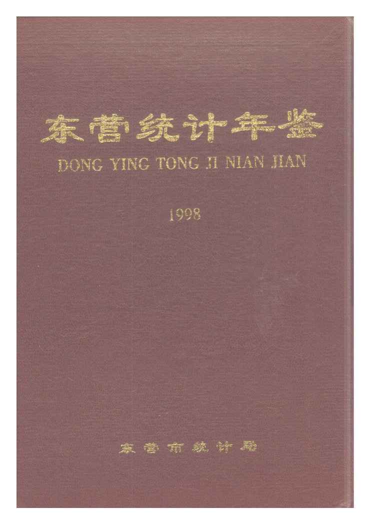 1998年东营统计年鉴封面