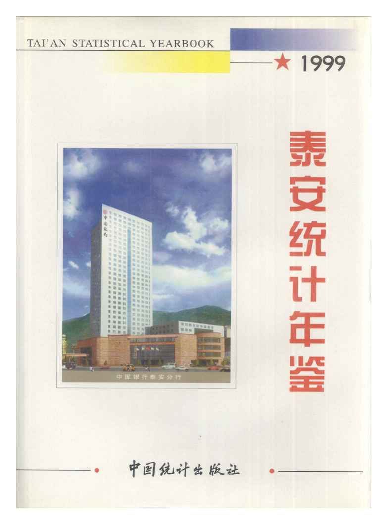 1999年泰安统计年鉴封面