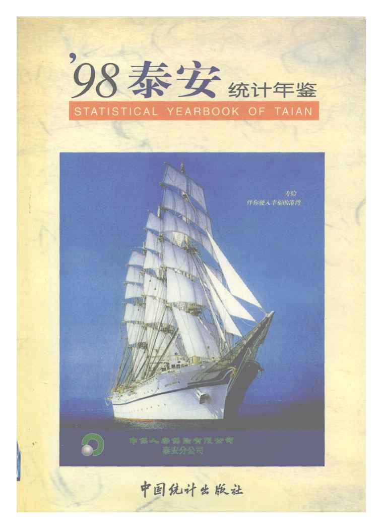 1998年泰安统计年鉴封面