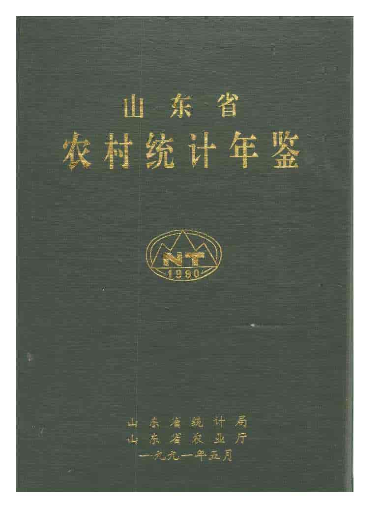 1990年山东省农村统计年鉴封面