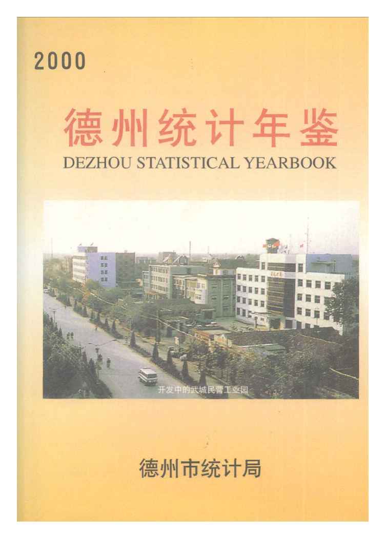 2000年德州统计年鉴封面