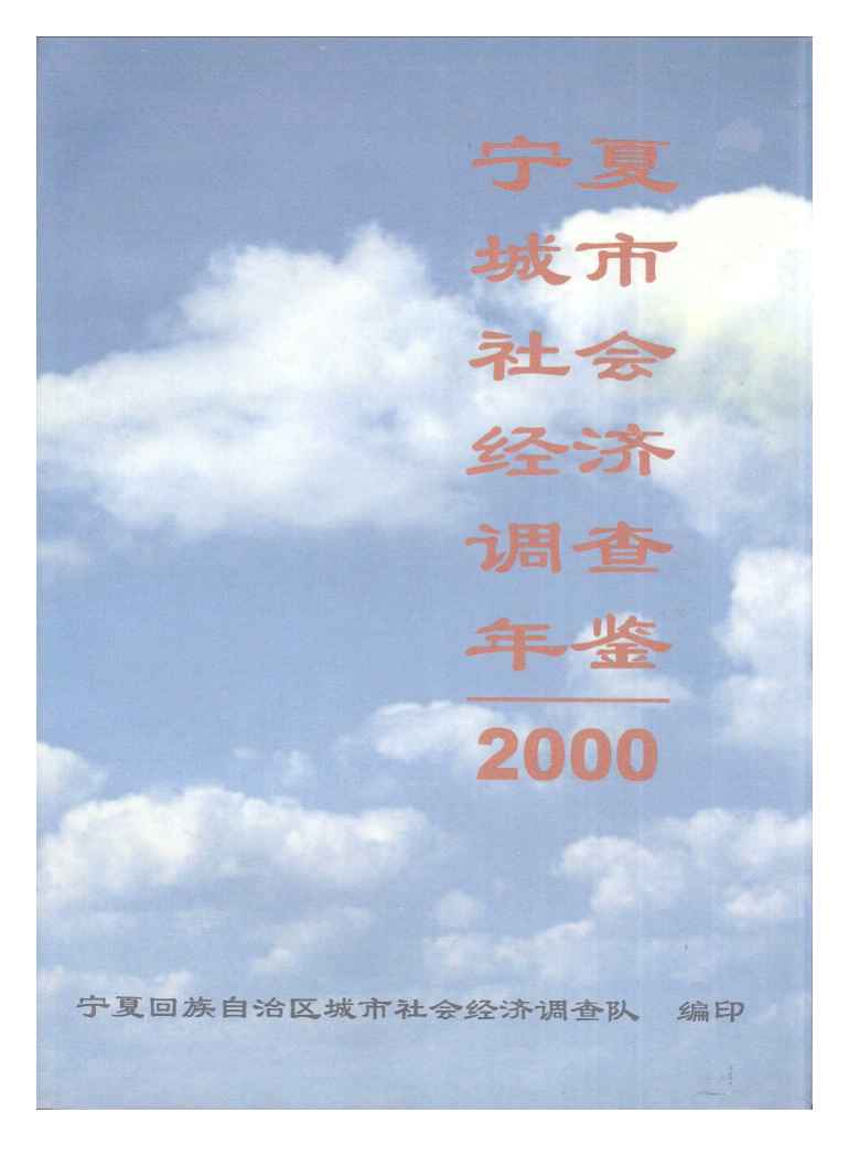 2000年宁夏城市社会经济调查年鉴封面