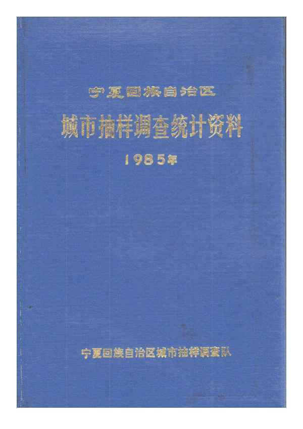 1985年宁夏回族自治区城市抽样调查统计资料封面