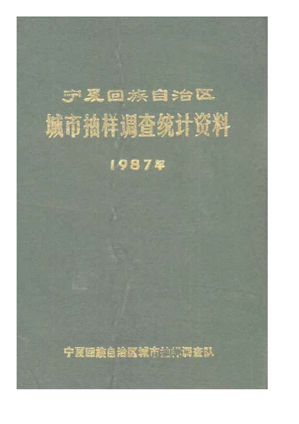 1987年宁夏回族自治区城市抽样调查统计资料封面