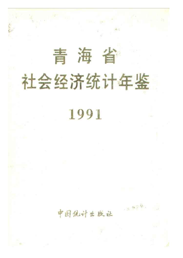 1991年青海省社会经济统计年鉴封面
