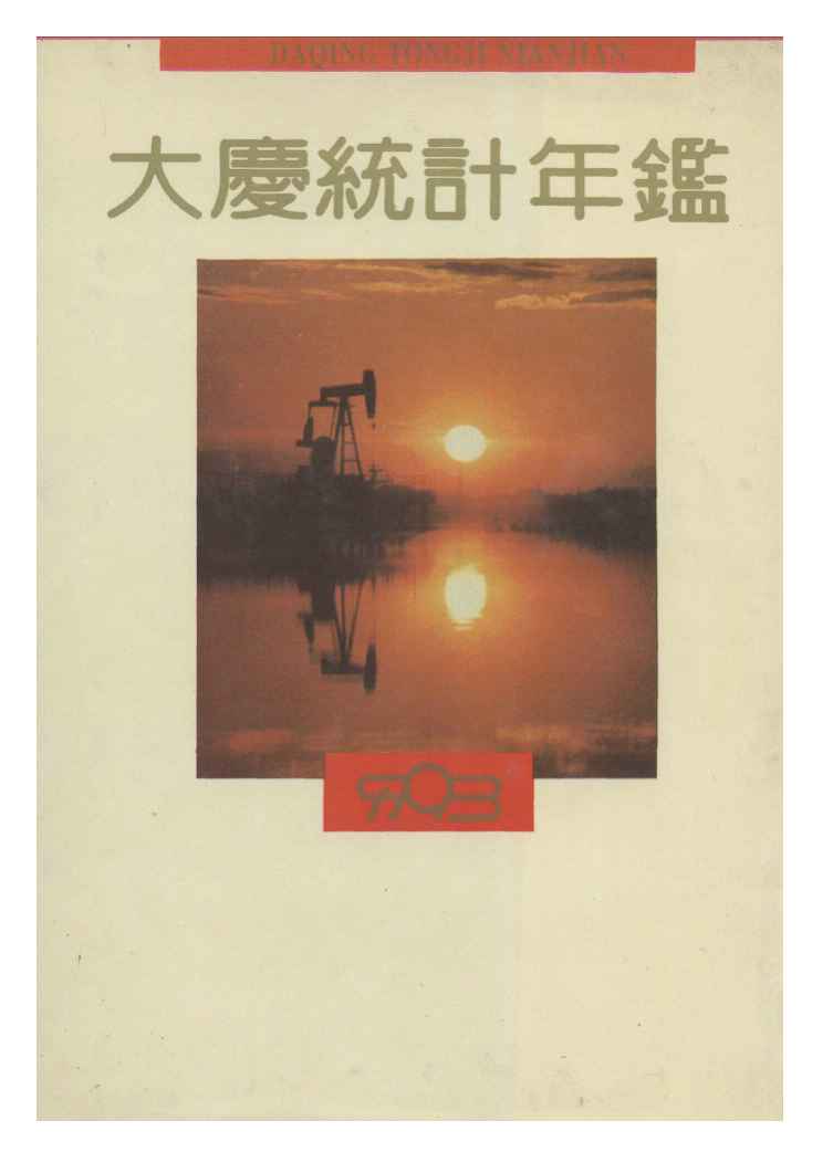 1993年大庆统计年鉴封面