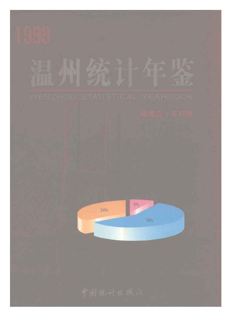 1999年温州统计年鉴封面