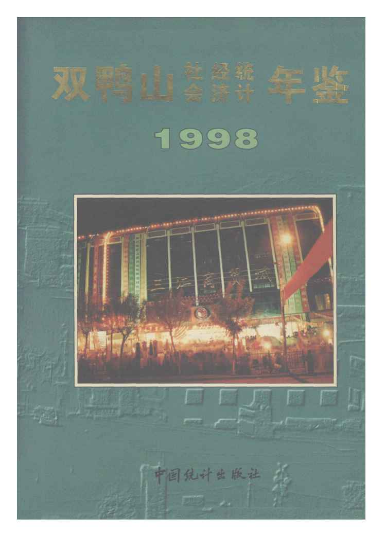 1998年双鸭山社会经济统计年鉴封面