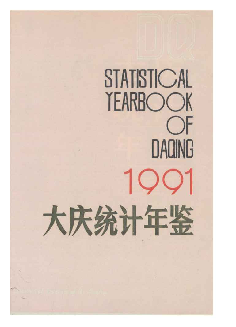 1991年大庆统计年鉴封面