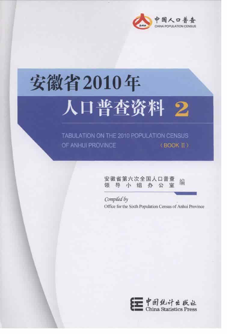2010年安徽省2010年人口普查资料封面