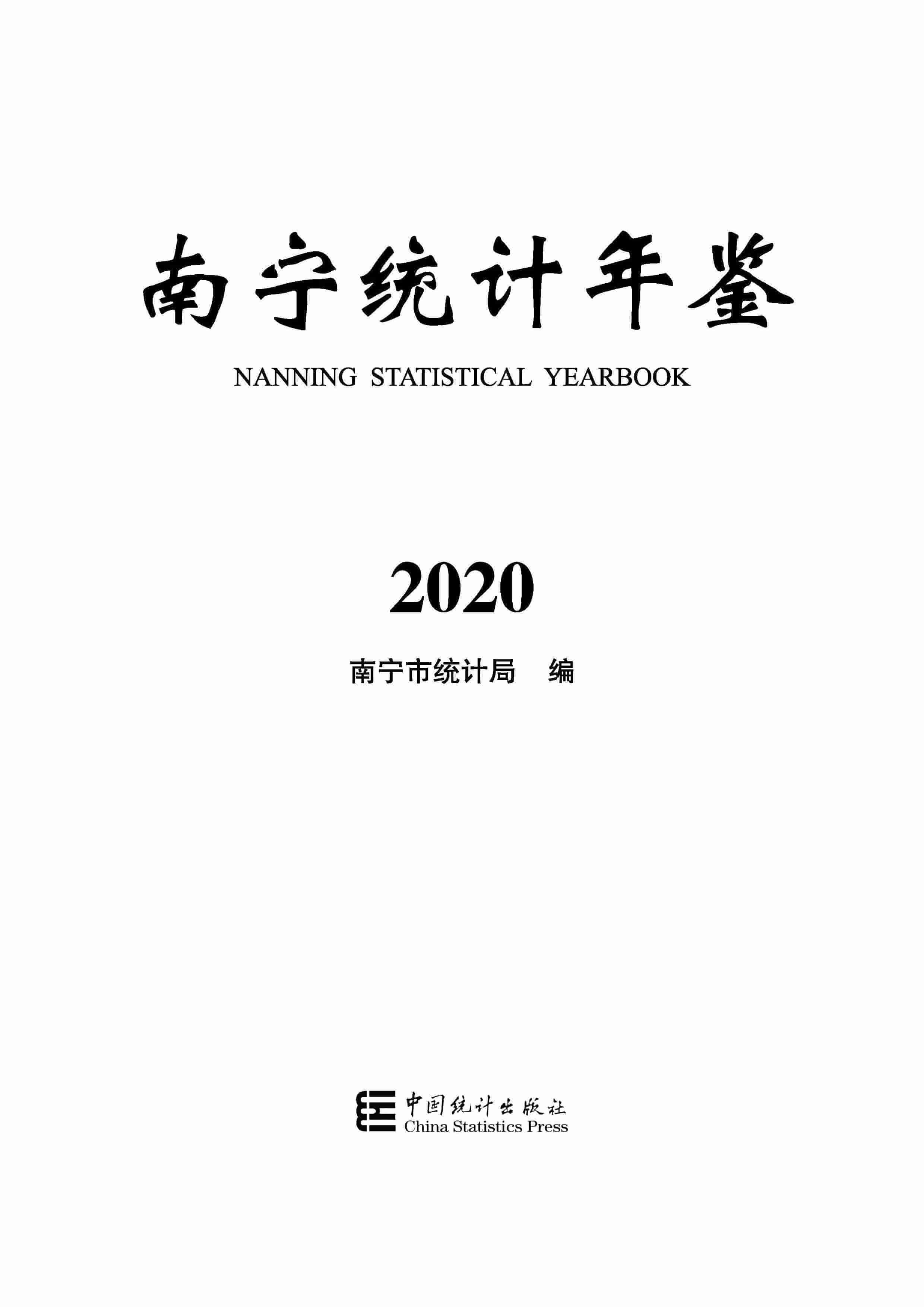 2020年南宁统计年鉴封面