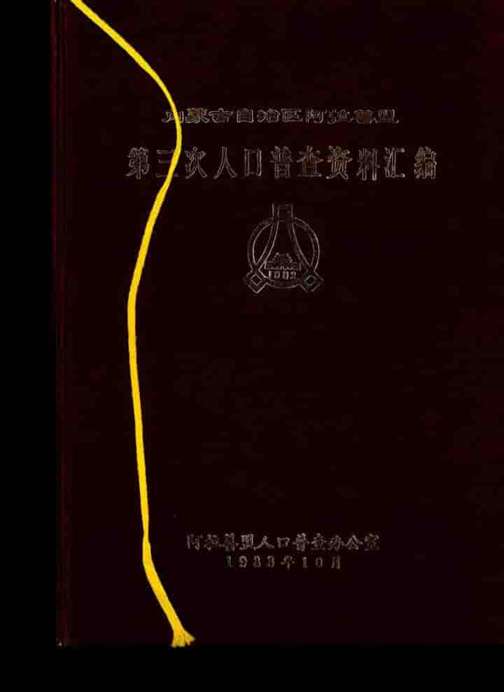 1983年阿拉善人口普查年鉴封面