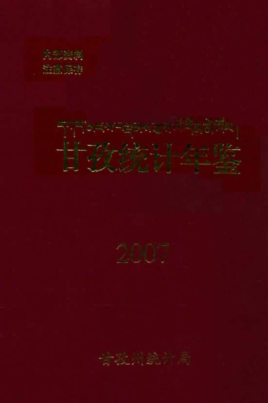 2007年甘孜统计年鉴封面